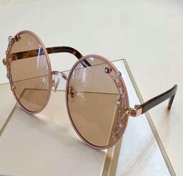 Gema Nude Metal Round Sunglasses Pink Mirror Lens Sun Glasses Women Designer Sunglasses Brand New with box2842028