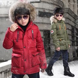 Down Coat 2024 Kids Winter Jackets Fur Hooded Camouflage Long Thick Warm Snow Children's Parka Clothes For Teen Boys 8 12 15 Years