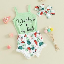 Clothing Sets Born Baby Girl Clothes Letter Print Sleevelesss Ribbed Cami Tops Shorts 2 Pcs Cute Toddler Summer Outfit