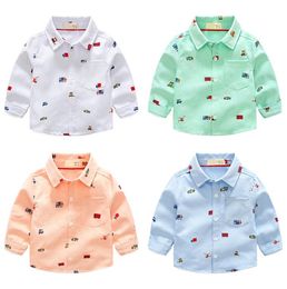 2018 New Arrival Enfant Boys Girls Shirts Cute Cars Pattern Cotton Children Clothes Long Sleeve Kids Blouses Boys Girls Shirt6010472