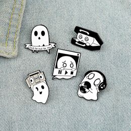 Cute Boo Enamel Pins Custom Ghost Music Box Brooch Lapel Badge Bag Cartoon Funny Jewelry Gift for Kids Friends halloween pin