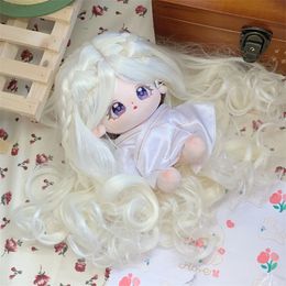 Party Supplies Real picture of 20cm cotton doll light gold hair curled wig high temperature wigs long curled wig cover for 33-36cm head circle cosplay