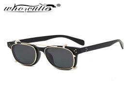 Fashion Steampunk Clip on Sunglasses Removable Lens Vintage Brand Design Three Dot Leopard Square Frame Flip Up Sun Glasses S1884871793