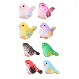 Garden Decorations 8 Pcs Bird Statue Stained Glass Mini Birds Figures Ornament Resin Adornment Accessories