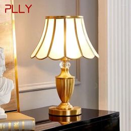 Table Lamps PLLY Contemporary Brass Gold Lamp LED Creative Simple Luxury Glass Desk Lights Copper For Home Study Bedroom