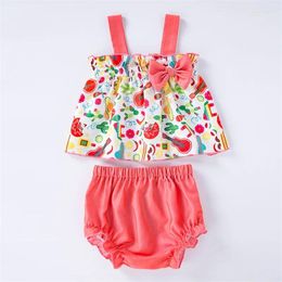 Clothing Sets Lioraitiin Toddler Girls Two Piece Swimsuits Sleeveless Cartoon Print Bow Tankini Set Summer Bathing Suits