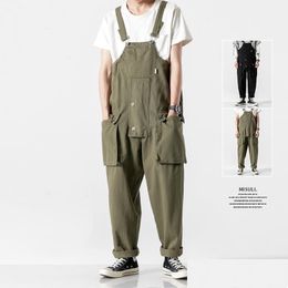Men'S Jeans Japanese Retro Tooling Overalls Male Fat Loose Large Size Suspenders Tide Brand Ins Net Red Straight Jumpsuit Drop Delive Dhcq2