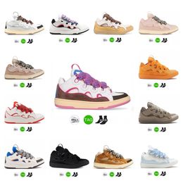 Hot Sale Lavines Shoes Curb Casual Shoes Leather Dress Sneakers Braided Shoelace Paris Men Women Lace-Up Extraordinary Trainers Rubber hy Nappa wnx