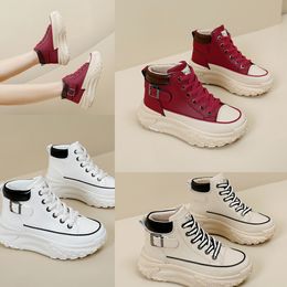 Fashions High top shoes spring and autumn vintage womens shoes thick soled small white shoes leisure sports board shoes GAI