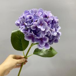 Decorative Flowers Exquisite 80cm Artificial Big Hydrangea With Leaf Silk Flower For Wedding Hoom Decoration El Office Party Decor