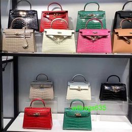 Ky Tote Bags Trusted Luxury Leather Handbag Tiktok Net Red Same Mini Crocodile Pattern Second Generation Bag 2024 New Leather Handheld One Sho have logo HB0K