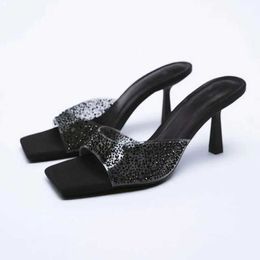 Pantofole Pantofole Pantofole Ig anguilla per donna estate sandali neri trasparenti lingerie di lusso comfort plus size anguille H240326ABC4