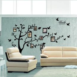 Stickers Large 250*180cm Black 3D Wall Sticker Photo Tree PVC Wall Decals Adhesive Family Wall Stickers Mural Art Household Decor