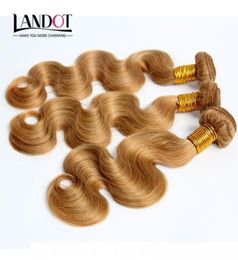 H Honey Blonde Brazilian Peruvian Malaysian Indian Russian Human Hair Weave Body Wave 3 4 5 Bundles Lot Color 27 Brazilian Hair E66627731