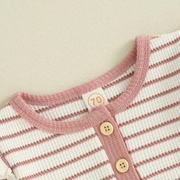 Clothing Sets Baby Girls Shorts Set Short Sleeve Striped Romper With Elastic Waist 2-piece Outfit For Toddlers