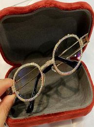 Pretection Retro Round Sunglasses Women Vintage Steampunk Sun glasses Men Clear lens Rhinestone sunglasses Oculos4178527