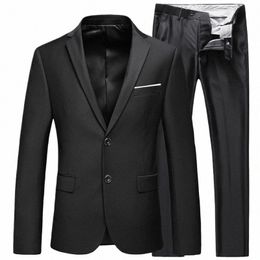 2023 Busin Fi da uomo di alta qualità nero gentiluomo 2 pezzi Set / blazer cappotto giacca pantaloni pantaloni classici t3PT #