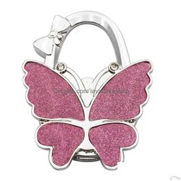 Hooks & Rails Hook Butterfly Handbag Hanger Glossy Matte Foldable Table For Bag Purse New Drop Delivery Home Garden Housekeeping Organ Dhdpl