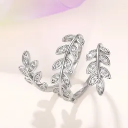 Cluster Rings Circle Leaf For Women Silver Color Trendy Temperament Lady Finger Accessories Exquisite Girl Gift Statement Jewelry