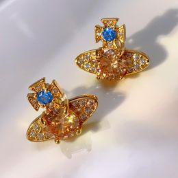 New designed Luxury planet star pearl Earrings French Retro Colored crystal Saturnus women Ear stud Designer Jewelry TE063669