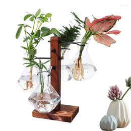 Vases Terrarium With Stand Planter Bulb Glass Vase Desktop Hydroponics Holder Modern Plant Propagation Station For