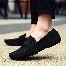 Men Casual Shoes Espadrilles Triple Black White Brown Wine Red Navy Khaki Mens Suede Leather Sneakers Slip On Boat Shoe Outdoor Flat Driving Jogging Walking 38-52 B086
