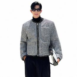 luzhen 2024 Spring New Plaid Pattern Short Jacket Men Fi Korean High Quality Tweed Trendy Male Coat Elegant Clothes C0740b r4Bv#