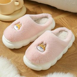 946 Slippers Home Women Winter Platform Warm Plush Female House Soft Sole Comfortable Couple Bedroom Fluffy Shoes Ladies 50353