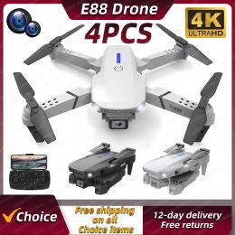 Drones New E88Pro 4PCS RC Drone 4K Professinal With Wide Angle Dual HD Camera Foldable RC Helicopter WIFI FPV Height Hold Apron Sell