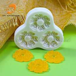 Baking Moulds 3 Cavities Flowers Silicone Mould Fondant Cake Decoration DIY Decorating Chocolate Silica Gel Sugarcraft