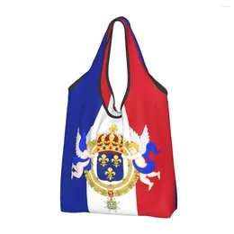 Storage Bags Cute Printed Kingdom Of France Coat Arms Tote Shopping Portable Shoulder Shopper French Royal Standard Handbag