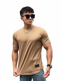 2023 new Men Summer Short Sleeve Fitn T Shirt Running Sport Gym Muscle T Shirt Workout Casual High Quality Tops Clothing W1yR#