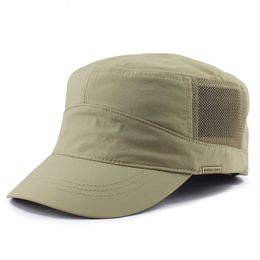 Oversize Mesh Flat Top Cap Adult Summer Outdoor Thin Polyester Hat Men and Women Big Size Military Army Cap 55-60cm 60-66cm 240325