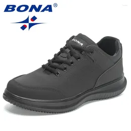 Casual Shoes BONA 2024 Designers Handmade Plaform For Men Lace-Up Sneakers Business Man Walking Footwear