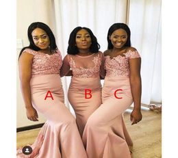 Robe demoiselle d039honneur 3 Styles Mermaid Pink Bridemaid Dresses African Pears Lace Prom Dress Wedding Party Gowns8646486