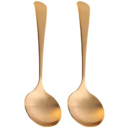 Spoons 2 Pcs Handmade Pure Copper Spoon For Cooking Coffee Scoop Manual Dessert Sauce Accessories Soup Porridge Thickened