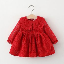 Msnynieco born Baby Girls Clothes Casual Long Sleeve Lace Dress for Baby Girl Clothing 1st Birthday Princess Party Dresses 240319