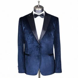 veet Men Suit Tailor-Made One Piece Navy Blazer One Butt Black Satin Peaked Lapel Tuxedo Busin Wedding Plus Size Tailored 78ZH#