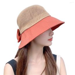 Berets UV Protection Bucket Hat Women Wide Brim Foldable Beach Cap Portable Outdoor Sunshade