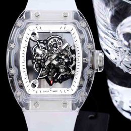 Richa M Fully Transparent Crystal Glass Case Mens Automatic Mechanical Watch Hollowed Out Luminous Tape Light Personality 2DC8
