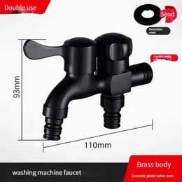 Bathroom Sink Faucets Copper Washing Machine Faucet Mop Pool 4-point Single Cooling Quick Opening Into The Wall Balcony Toilet Black