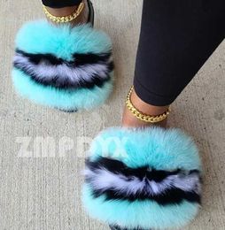 Slippers Slippers Newly Arrived Girl Luxury Fluffy Fur Slide for Womens Indoor Warmth Flip Cover Women Amazing Wholesale Heat H240326BKBV