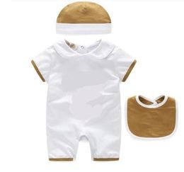 3pcs Sets Baby Boys Girls Rompers Romper Toddler Cotton Short Sleeve onepiece Jumpsuits Summer Infant Onesies RomperBibHat Kids1946825