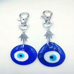 Hamsa Hand Antique Silver Keychain Jewish Symbols Kabbalah&Glass Evil Eye For Keys Car Bag Charm Key Ring Handbag Couple Key Chai208W