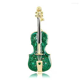 Dangle Earrings Green Concert Enamel Pin Violin Clothes Lapel Brooches Cute Musical Instrument Jewellery Gift