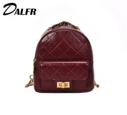Outdoor Bags DALFR Women Backpacks 2021 Fashion PU Leather Quilted Bag Youth Girls Casual Mini Backpack Diamond Lattice Travel7719042