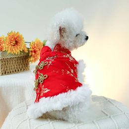 Traditional Dresses for Small Medium Dogs Girl with Lace Bow New Year Eve Princess Clothes Wedding Dress Pets Winter Teddy Party Coat Spring Festival Dog Cat