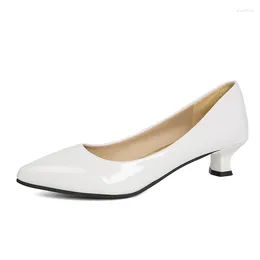 Dress Shoes 2024 Spring And Autumn Fashion Single Women's Pointed Bright Leather Simple Solid High Heel Women