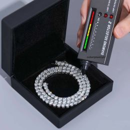 Tenniskette, Designer-Armband, Halskette, Hip-Hop, Tennis, Sterlingsilber, Sier VVS, Moissanit-Diamant-Cluster, Iced Out, kubanische Kette für Männer und Frauen, Geschenk mit Box