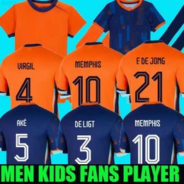 Netherlands 2024 Euro Cup Soccer Jersey Teun Koopmeiners Xavi Simons Memphis Depay Wout Weghorst Cody Gakpo Marten de Roon National Team Home Away Kid Kit